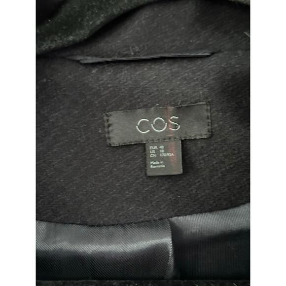 COS Women's Blue Wool Blended Button Front Biker Jacket Size 10 - Picture 6 of 6